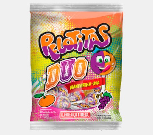 GOLO CHUPETINES PELOTITAS DUO CARAMELO DURO MANDARINA Y UVA X 50 UNIDADES